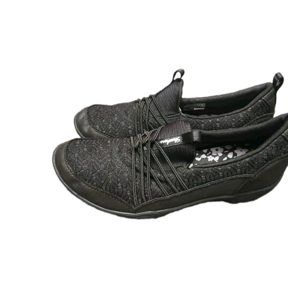 NEW WOMEN SKECHERS CLASSIC FIT  WALK MEMORY FOAM BLACK SLIP ON LACE SHOE 7.5